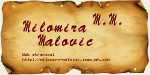 Milomira Malović vizit kartica